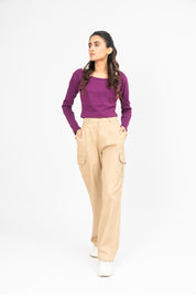 Square Neck Cropped Top - Dark Purple