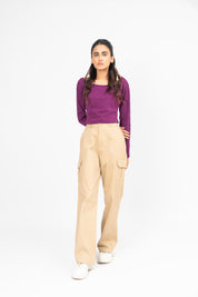 Square Neck Cropped Top - Dark Purple