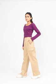 Square Neck Cropped Top - Dark Purple