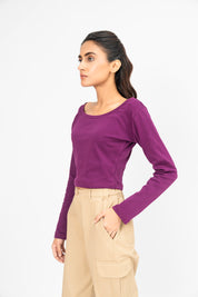 Square Neck Cropped Top - Dark Purple