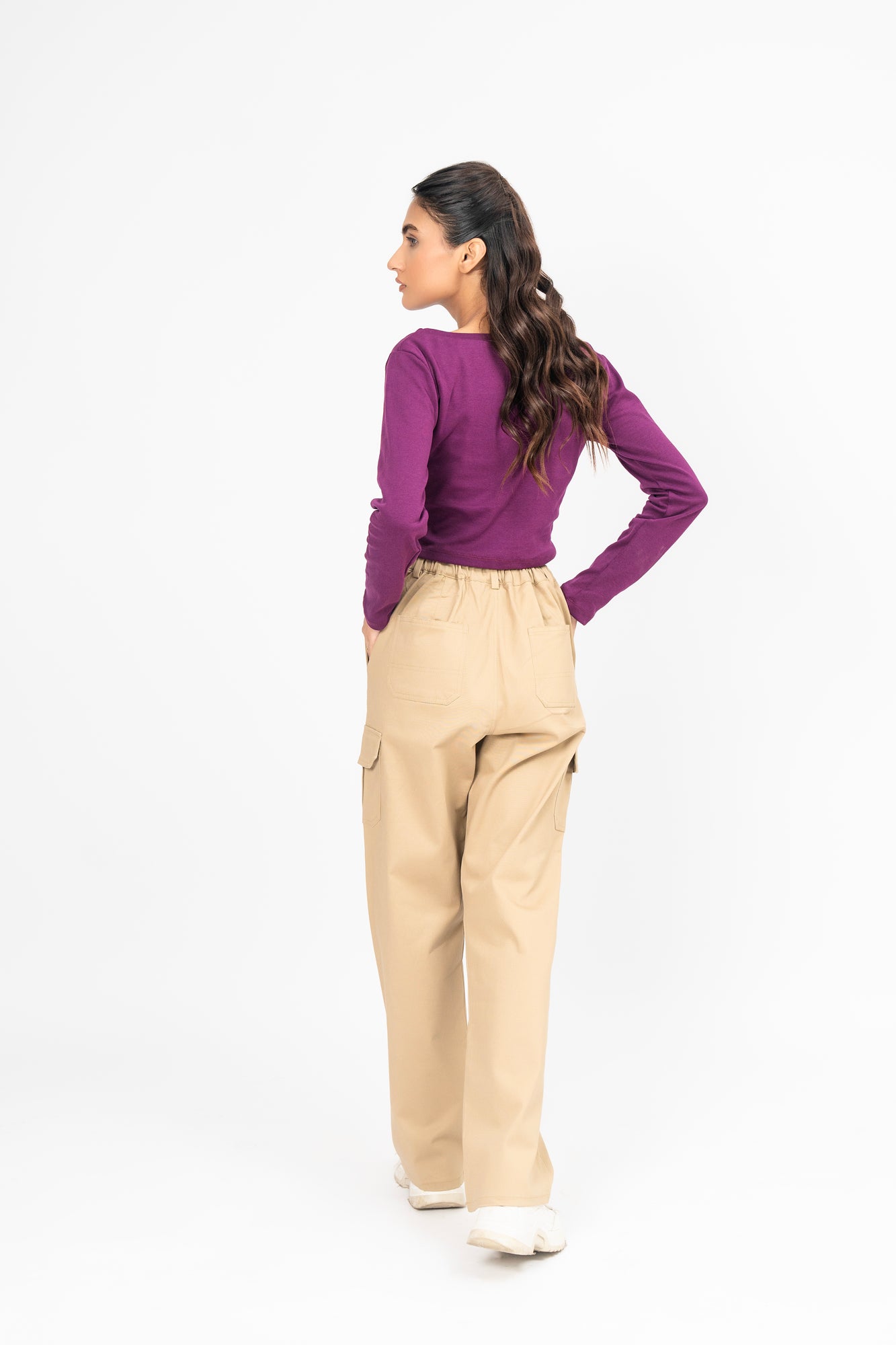 Square Neck Cropped Top - Dark Purple