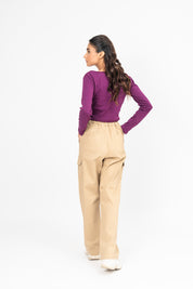 Square Neck Cropped Top - Dark Purple