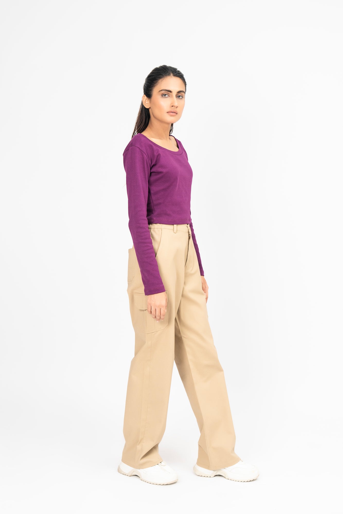 Square Neck Cropped Top - Dark Purple