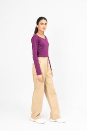Square Neck Cropped Top - Dark Purple
