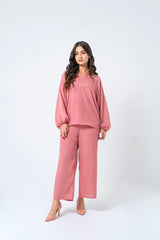 High Waisted Culotte Pant - Tea Pink (Grip)