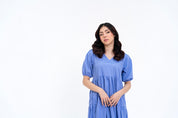 Cotton Puff Maxi Dress - Sky Blue