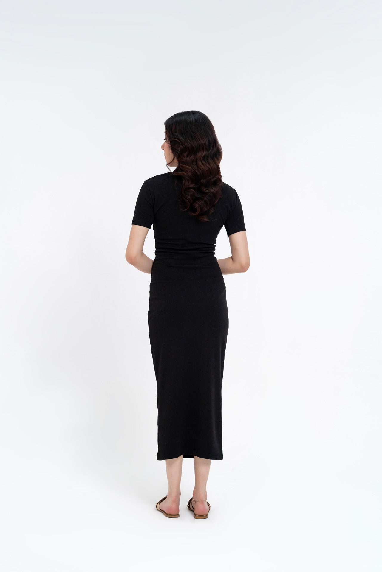 Short Sleeve Knit Dress - Black