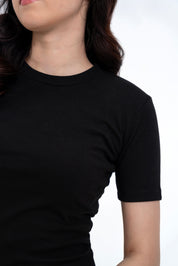 Short Sleeve Knit Dress - Black