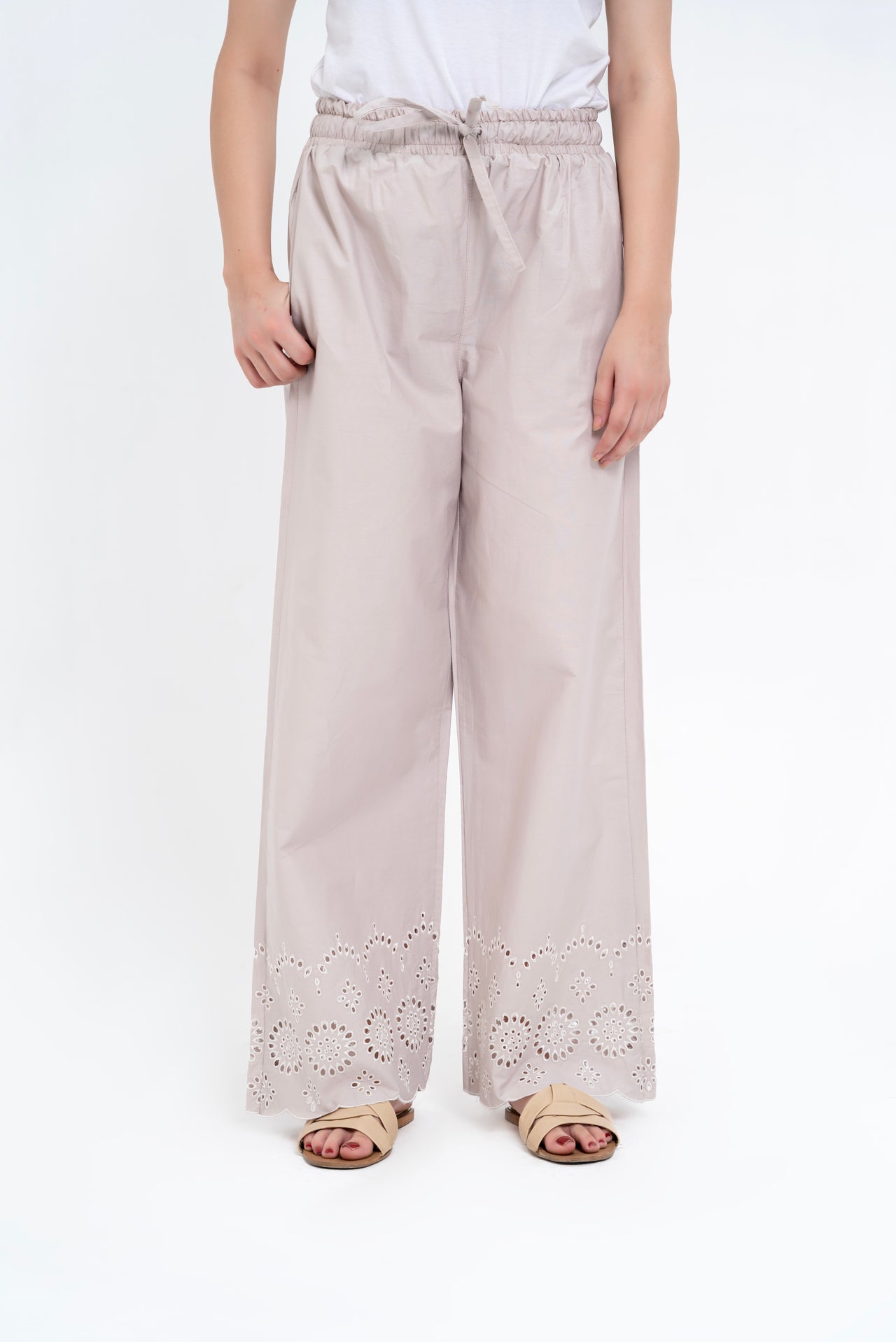 Pull-on Cutwork Pant - Stone