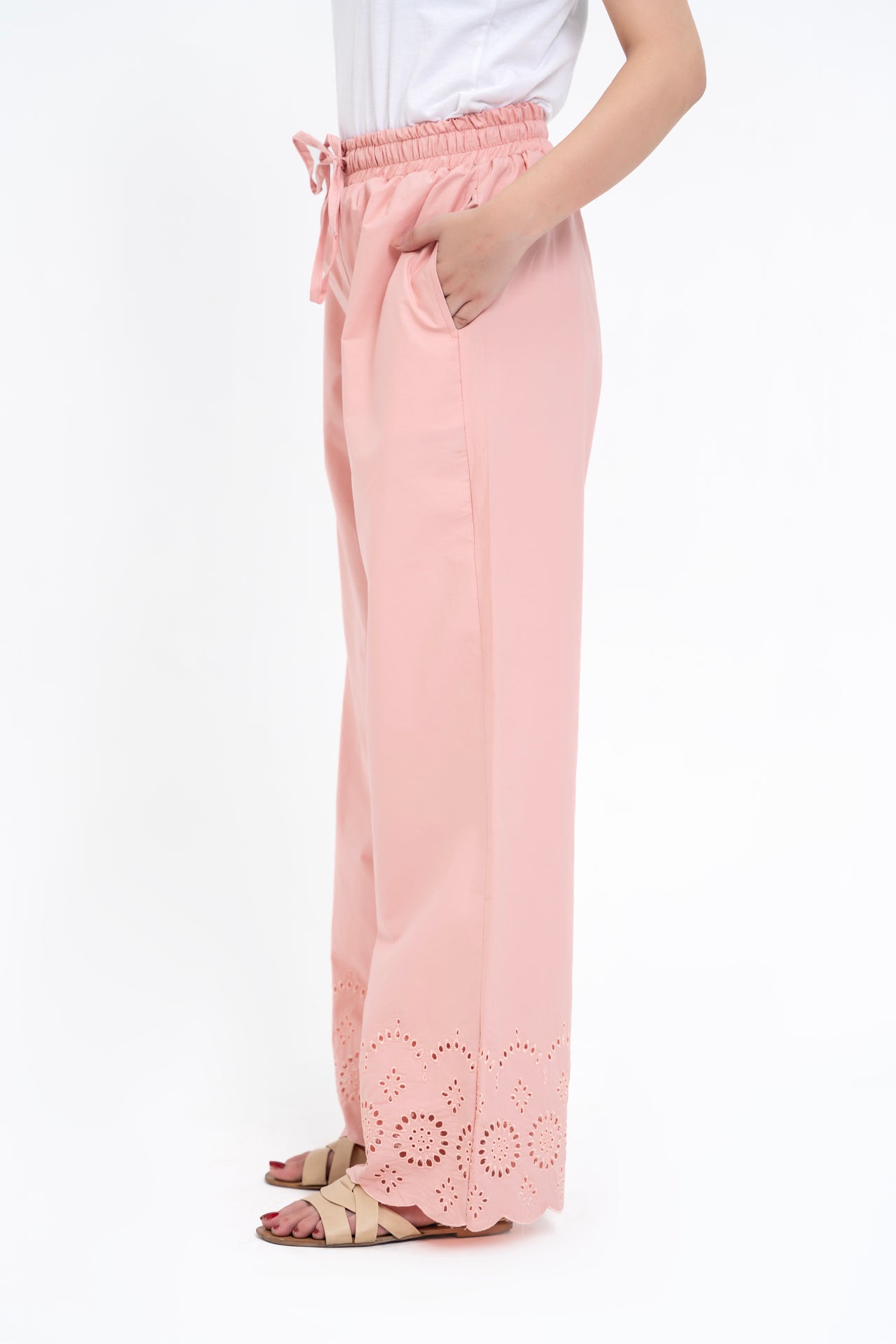 Pull-on Cutwork Pant - Peachy Pink