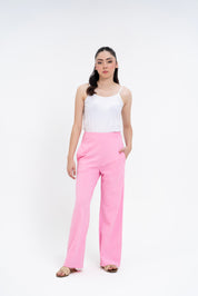 Textured Knit Wide Leg Pant  - Pink