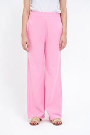 Textured Knit Wide Leg Pant  - Pink