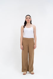 Textured Knit Wide Leg Pant - Mud Green