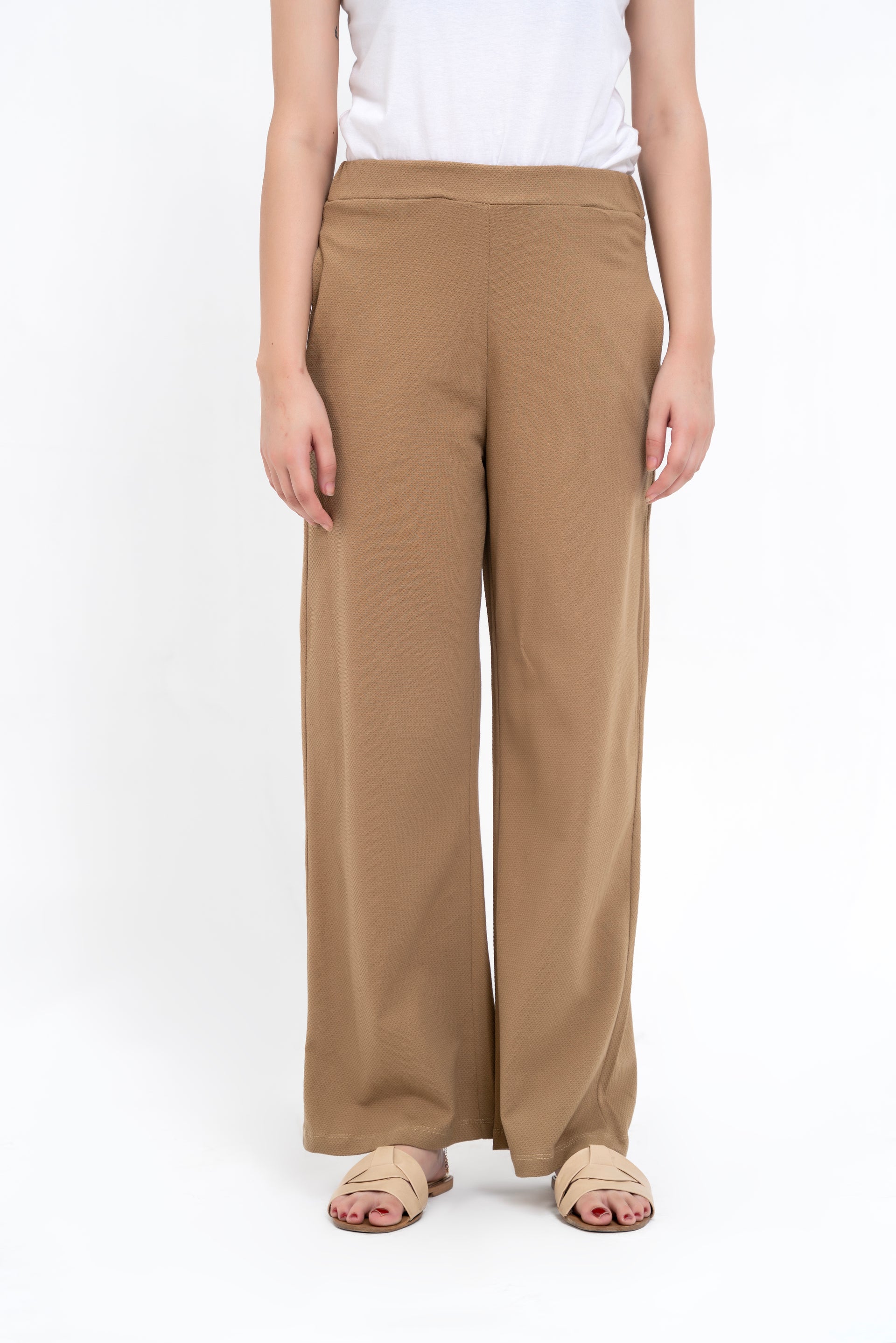 Textured Knit Wide Leg Pant - Mud Green