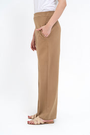 Textured Knit Wide Leg Pant - Mud Green
