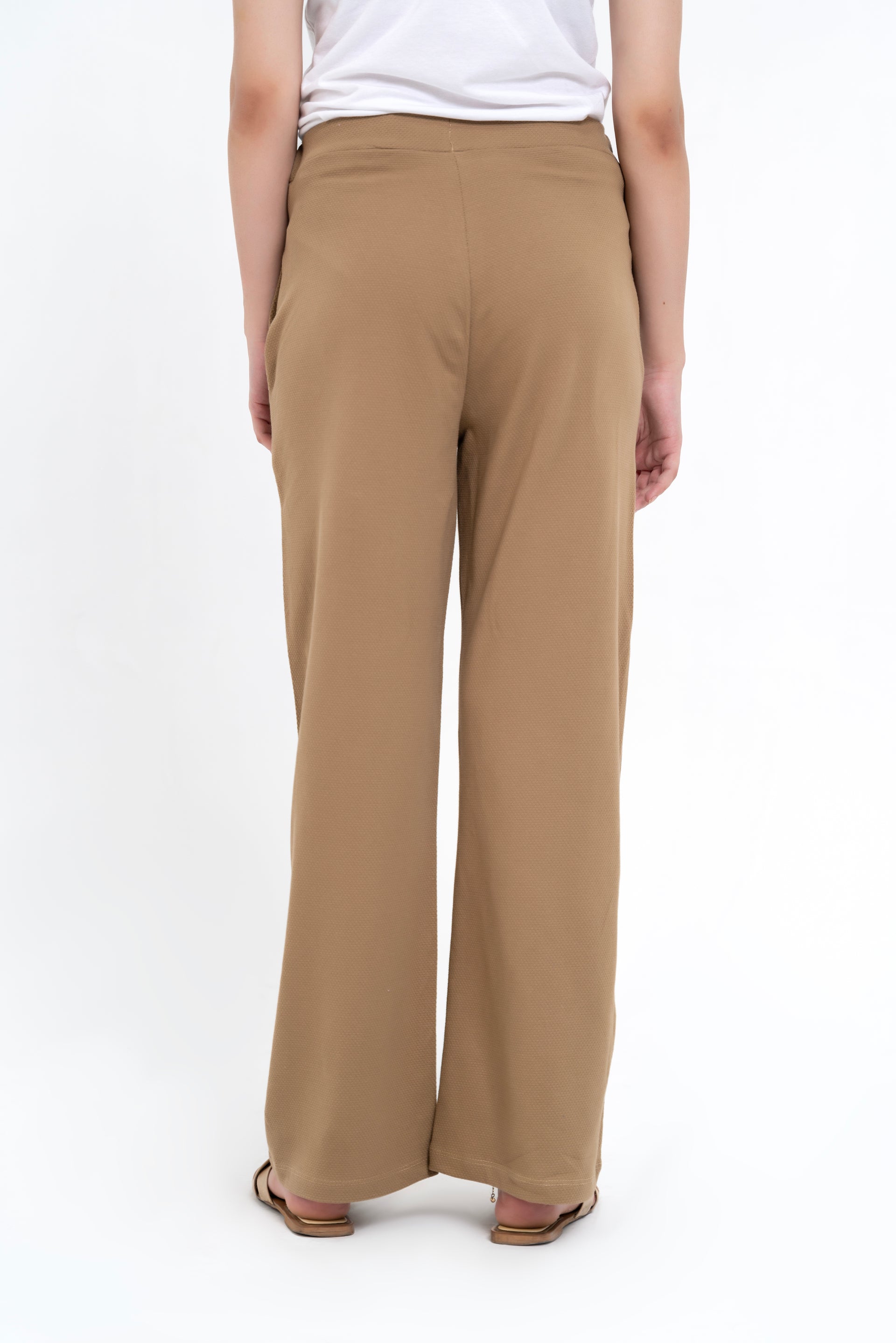 Textured Knit Wide Leg Pant - Mud Green