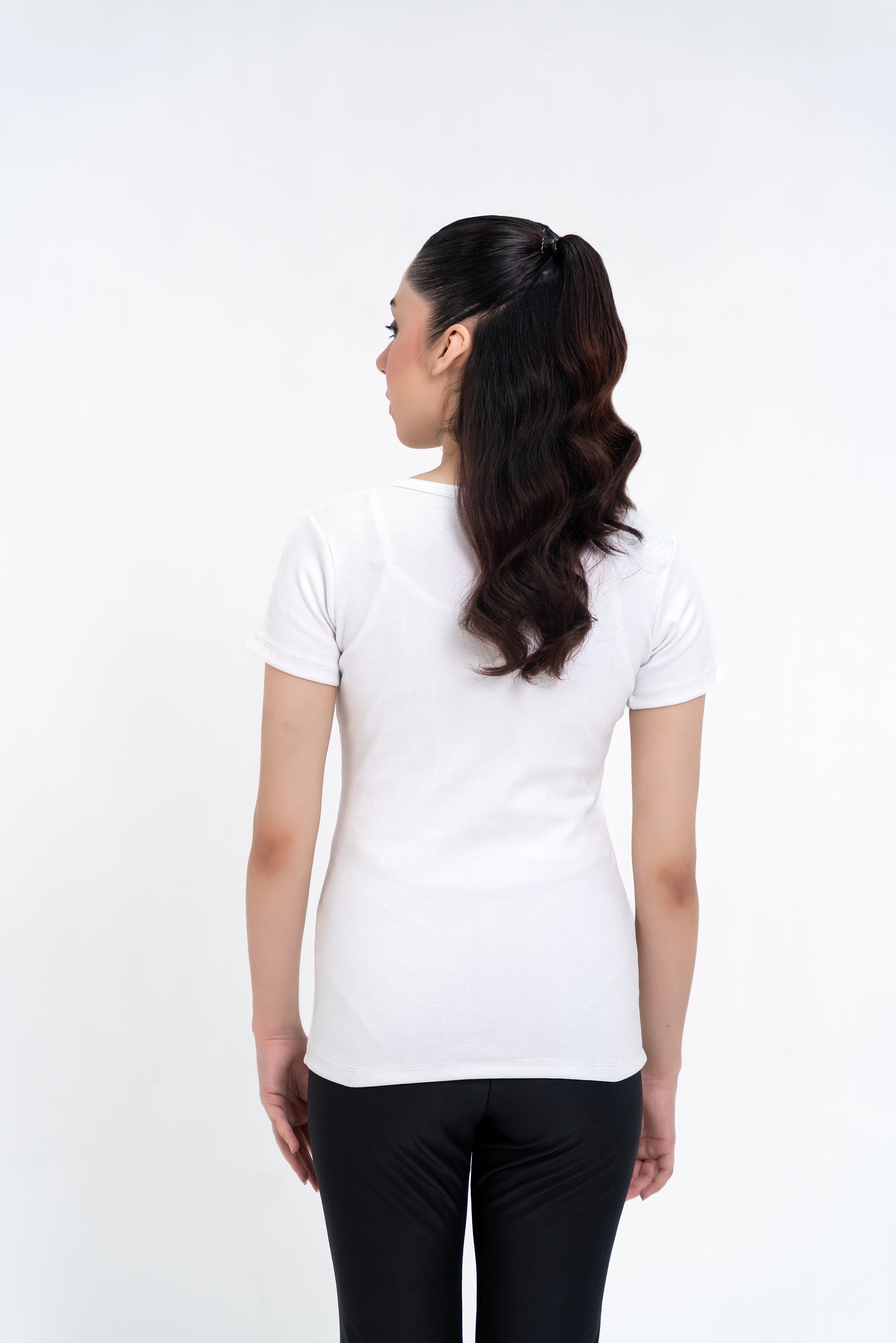 Short Sleeve Henley Top - White