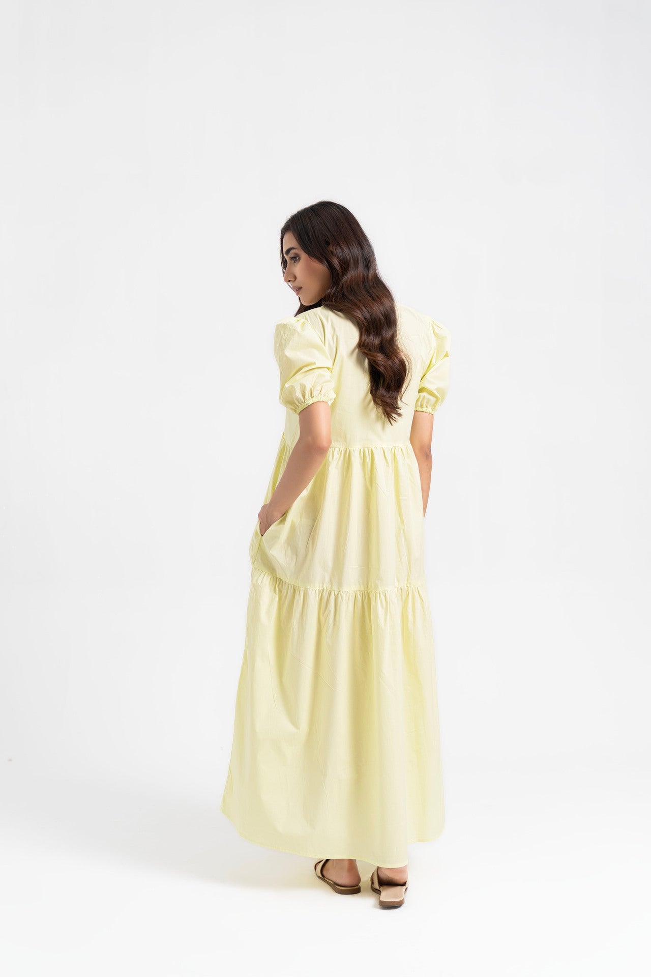 Cotton Puff Maxi Dress - Butter Yellow
