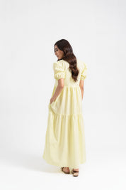 Cotton Puff Maxi Dress - Butter Yellow