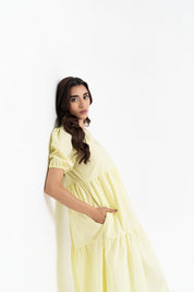 Cotton Puff Maxi Dress - Butter Yellow