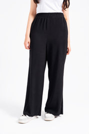 Textured Wide Leg Pant - Black