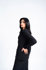 Textured Button-Down Top - Black