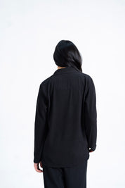 Textured Button-Down Top - Black