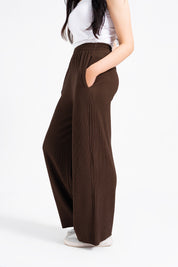 Textured Wide Leg Pant - Mocha Brown