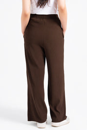 Textured Wide Leg Pant - Mocha Brown