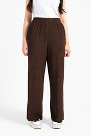 Textured Wide Leg Pant - Mocha Brown