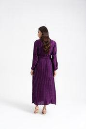 Pleated Wrap Dress - Plum