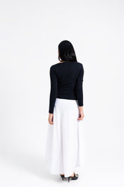 Square Neck Knit & Flowy Maxi Dress - Black & White