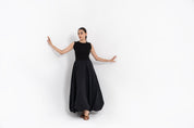 Sleeveless Ribbed Bubble Hem Dress - Black