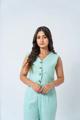 Single Breasted Vest Blazer - Mint Green