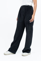 Wide Leg Pant with Pockets in Corduroy - Black