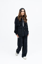 Overshirt with Pockets in Corduroy - Black