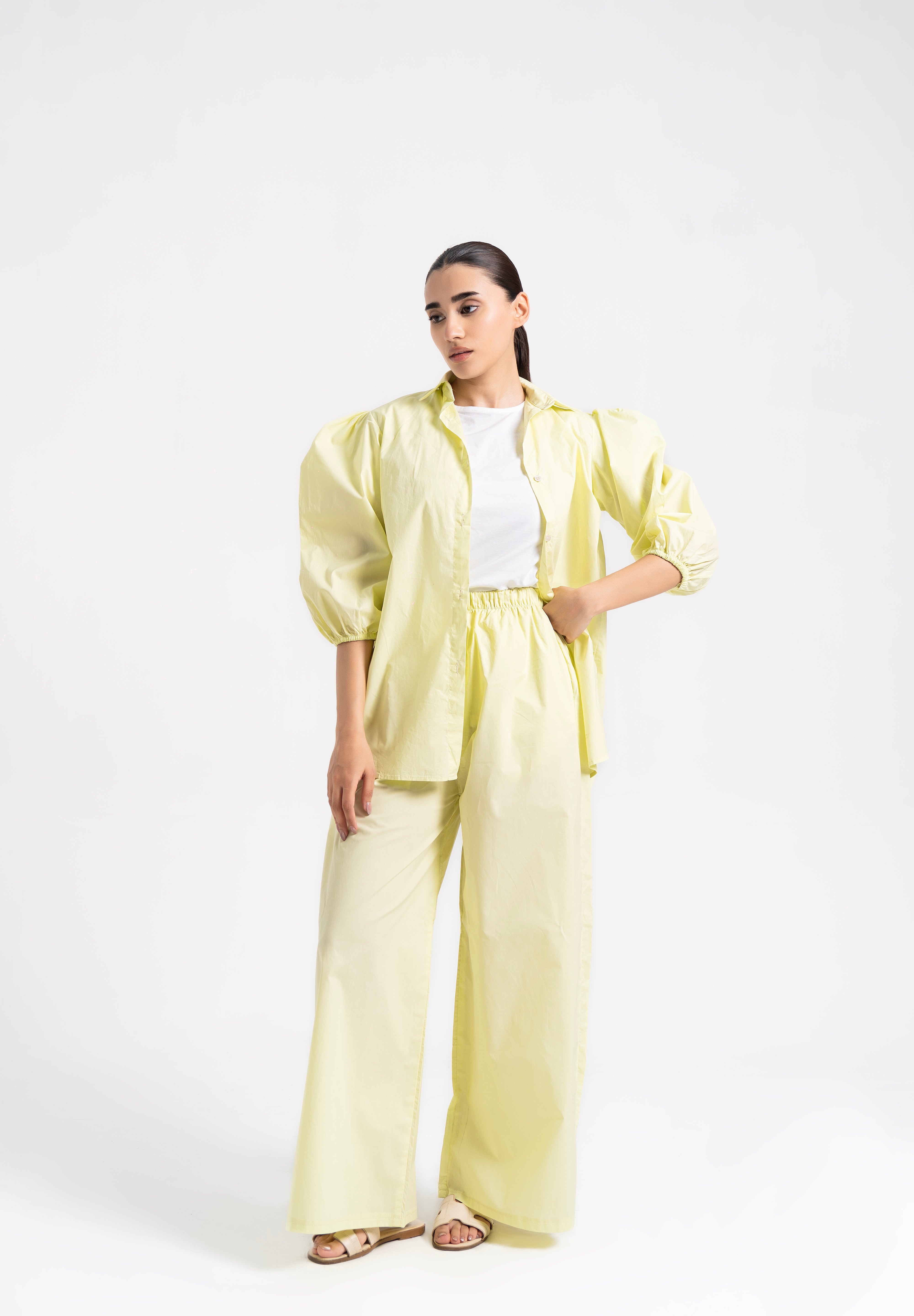 Oversized Wide Leg Pant - Butter Yellow