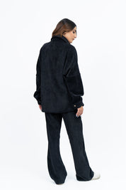 Overshirt with Pockets in Corduroy - Black