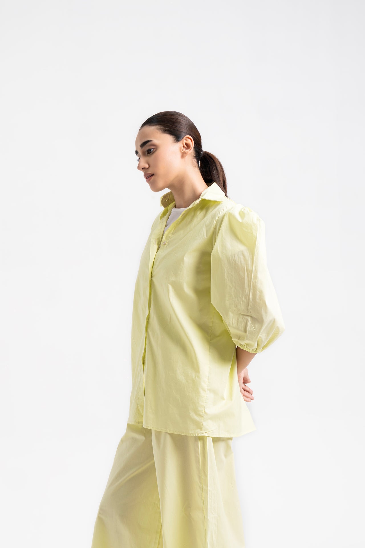 Oversized Puff Sleeve Shirt - Butter Yellow