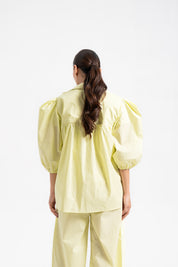 Oversized Puff Sleeve Shirt - Butter Yellow