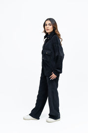 Overshirt with Pockets in Corduroy - Black