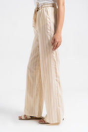 Belted Culotte Pant - Cream Striped
