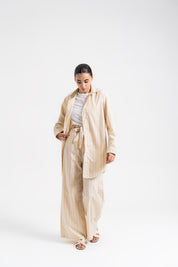 Oversized Flowy Shirt - Cream Striped