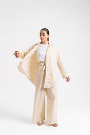 Oversized Flowy Shirt - Cream Striped