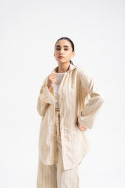 Oversized Flowy Shirt - Cream Striped