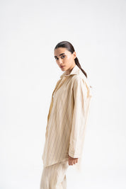 Oversized Flowy Shirt - Cream Striped