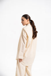 Oversized Flowy Shirt - Cream Striped