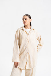 Oversized Flowy Shirt - Cream Striped