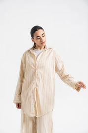 Oversized Flowy Shirt - Cream Striped