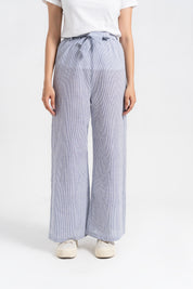 Belted Culotte Pant - Blue White Stripes